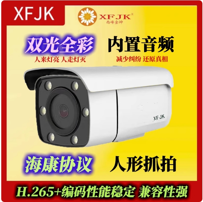 监控器400万-800万网络H265双光全彩摄像头音频室外录像机ONVIF有线防水